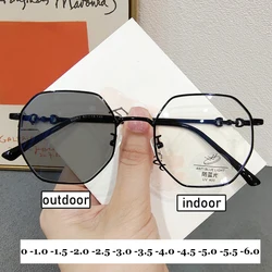 Intelligent Color Changing Short Sight Glasses New Fashion Overaized Frame Myopia Sunglasses Prescription Photochromic Eyewear