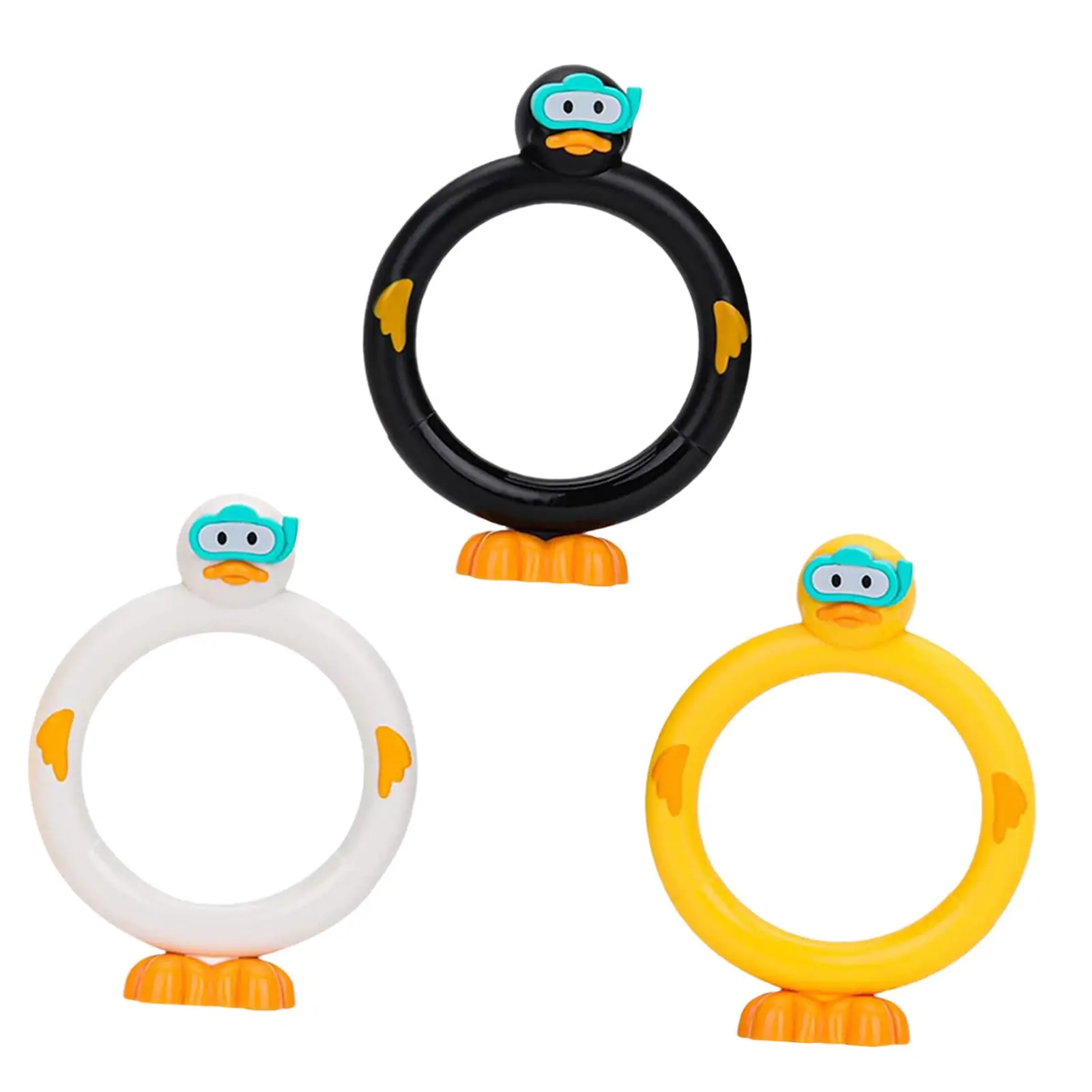 ของเล่นสระว่ายน้ำสำหรับเด็ก 3 ชิ้น ของเล่นใต้น้ำสำหรับฤดูร้อน ของเล่นสระว่ายน้ำแบบลอยน้ำรูปเป็ด ของเล่นห่วงยางดำน้ำ