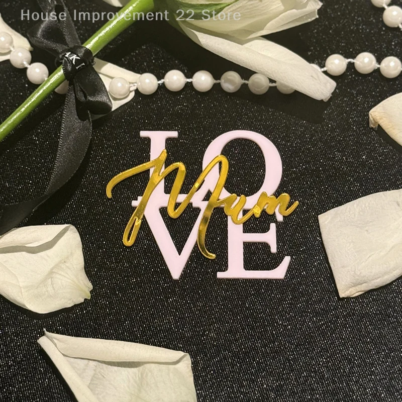 1pcs Double-layer Acrylic Mother's Day Cake Topper Mother's Day Party Cupcake Decoration Supplies