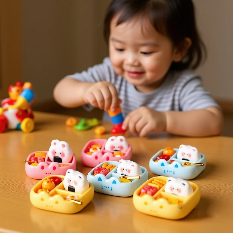 Miniature Simulation Rice Ball Meal Playset DIY Decoration Realistic Portable Bento Food Model1 Set Children's Pretend Play Toy