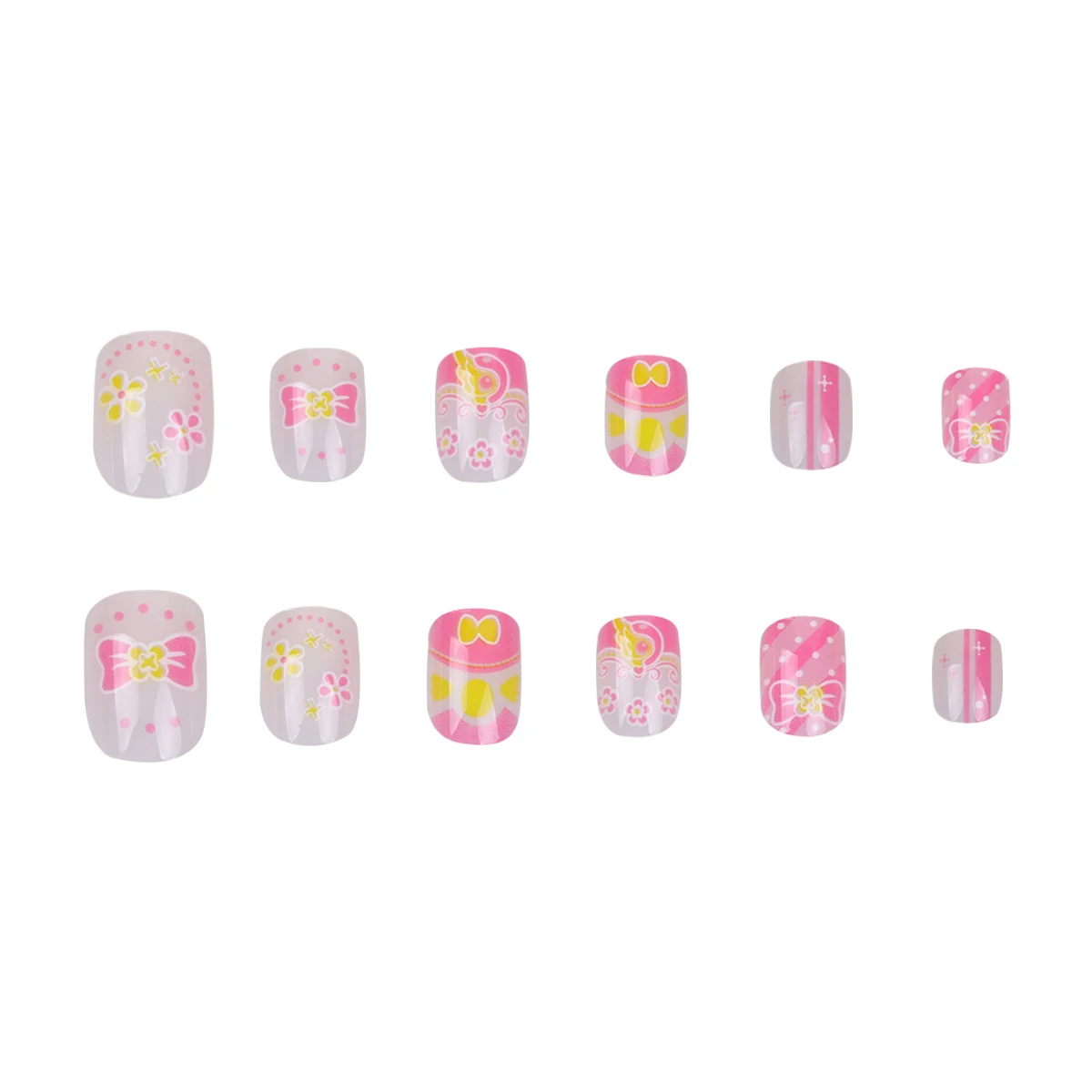 

Kids Fake Nails Colorful Nail Stickers Girls Fingernail Decorations Cartoon DIY Party Accessories Holiday Events