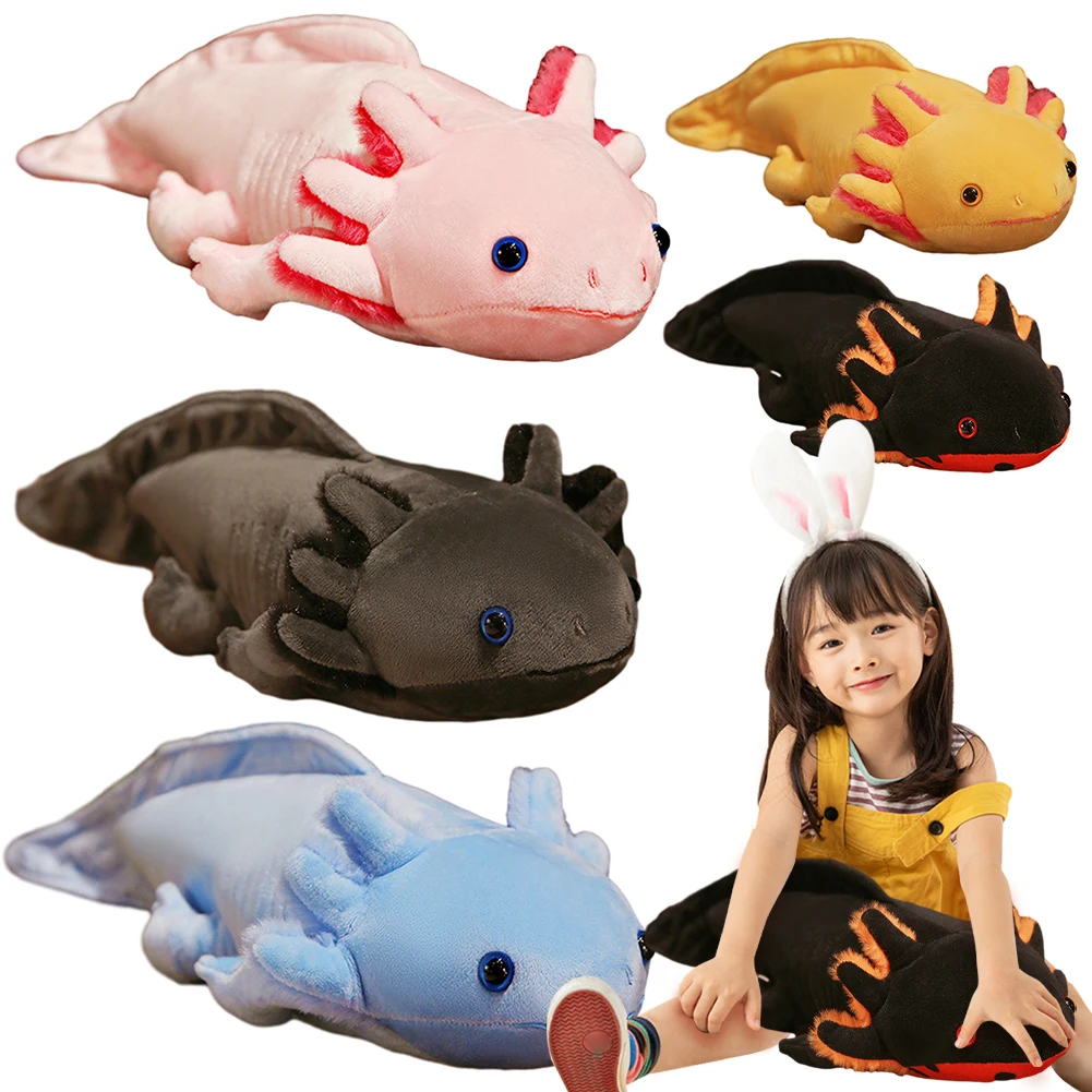 45cm Kawaii Plush Toy Stuffed Cute Axolotl Fuzzy Plush Fish Appeasing Long Pillow Cushion for Kids Gift Home Decoration