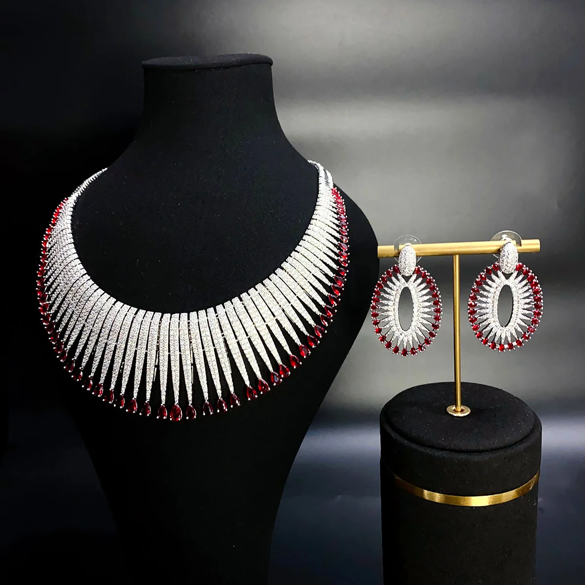 

Bridal Zirconia Full Jewelry Sets for Women Party, Luxury Dubai Nigeria CZ Crystal Wedding Big Jewelry Sets