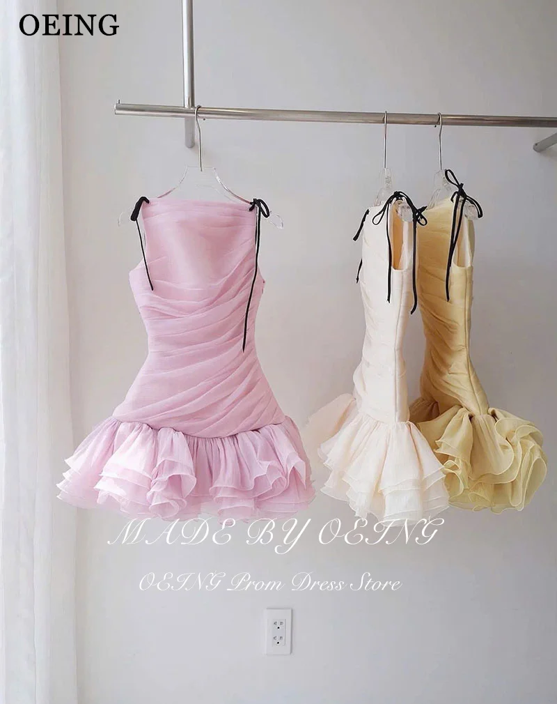 بوينغ بسيط ألف خط أصفر فساتين لحضور الحفلات الموسيقية بلا أكمام الطيات رداء حفلات الأورجانزا فساتين العودة للوطن الصغيرة 2025 مخصص