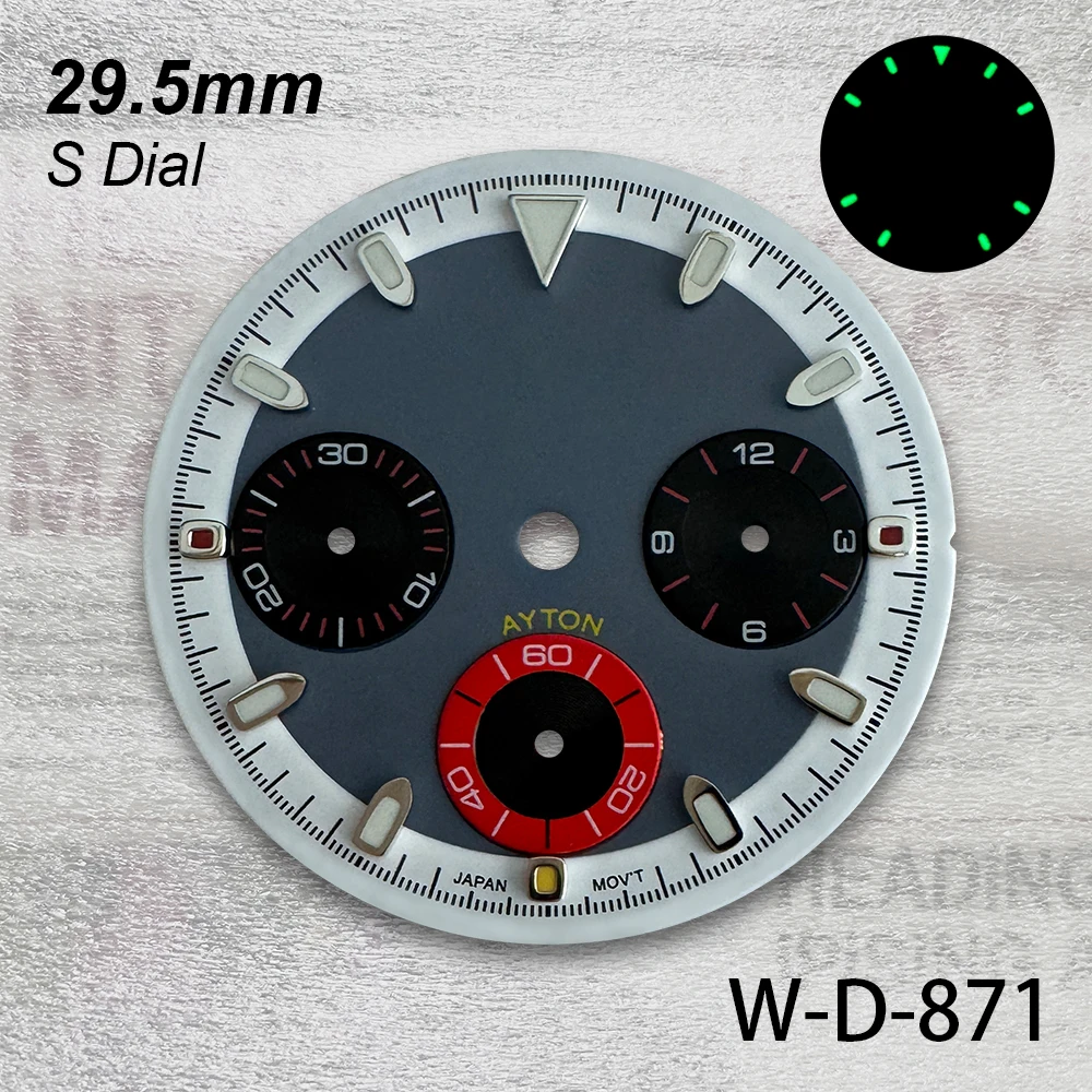 29.5mm DTN Panda S Dial Fit VK63 Quartz Movement Green Luminous High-Quality Colorful Sunray Dial Watch Modification Accessories