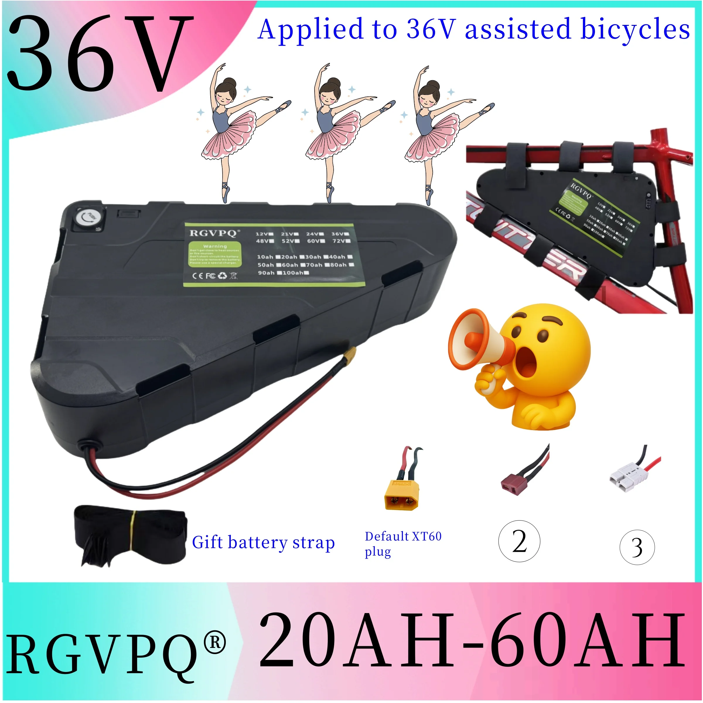 

36V60AH High Capacity Air fast transportation，Waterproof Hard Case Strong power battery pack 350W500W750W1000W triangle battery