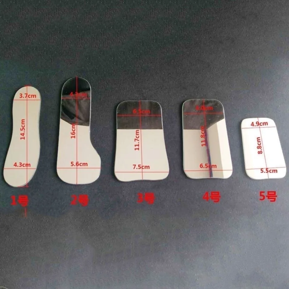Espelhos Dentários Foto Boca, Refletor Fotográfico Intraoral, Vidro Espelho, 5Pcs por Conjunto