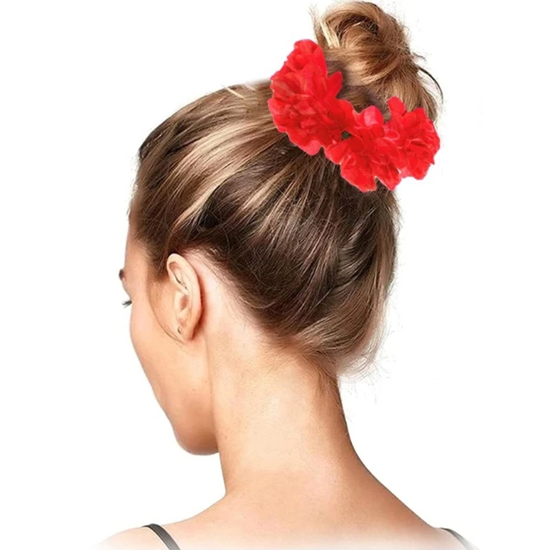 Flower Ponytail Holder Flower Hair Scrunchies For Women Rose Scrunchies Flower Elastic Band Flower Hair Tie Hair Rope