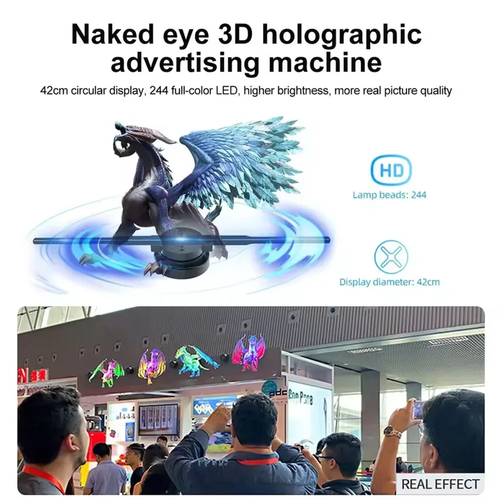 3D Hologram Fan,3D Holographic Projector Holographic Advertising Display with Remote and Bluetooth for Business Store Signs,Bar