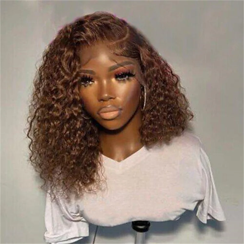 흑인 여성용 다크 브라운 레이스 프론트 가발, 길고 부드러운 180 밀도, 26 인치, 곱슬 머리, 자연스러운 헤어 라인