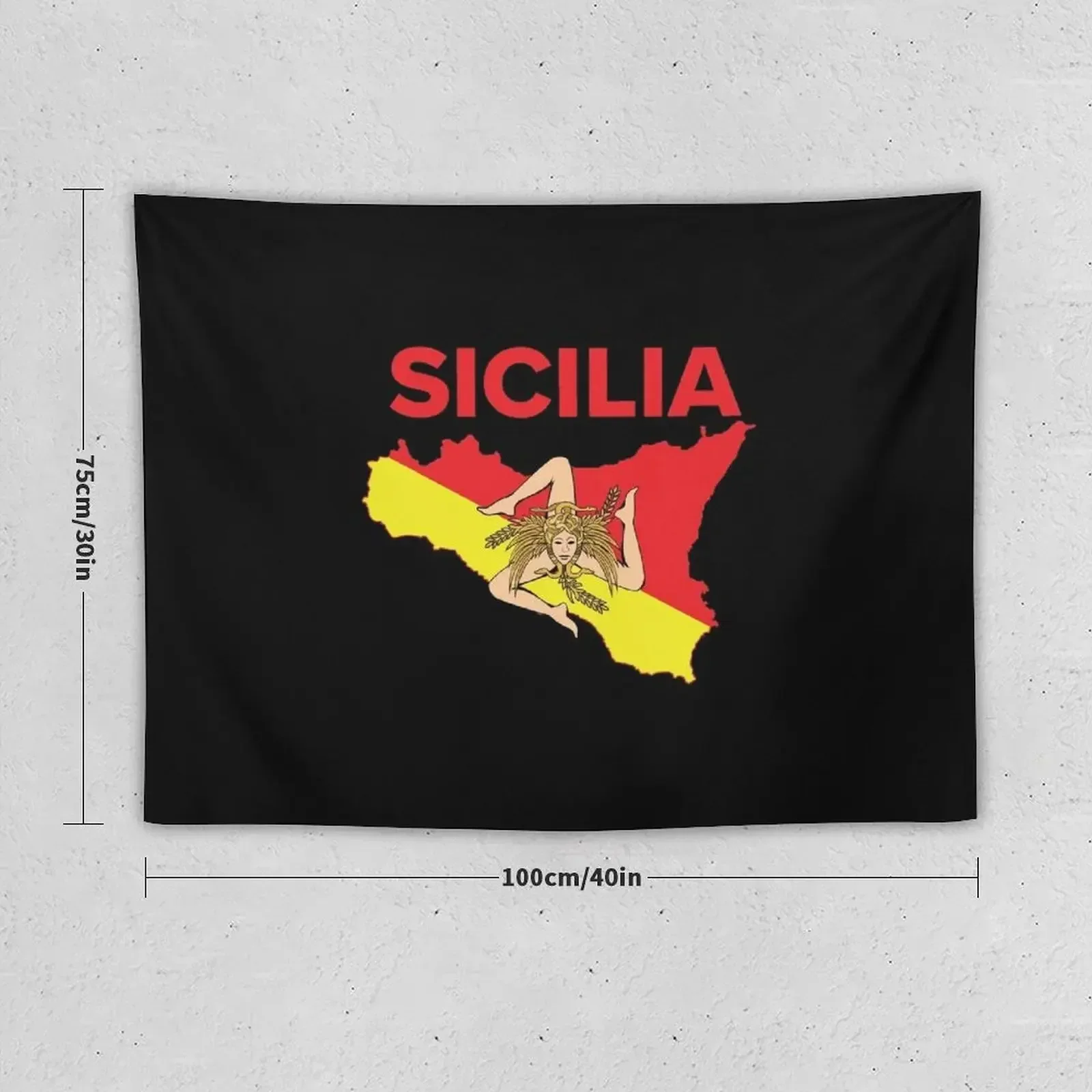 Sicilian Pride - Map of Sicily Trinacria Tapestry Japanese Room Decor Bedroom Deco Tapestry