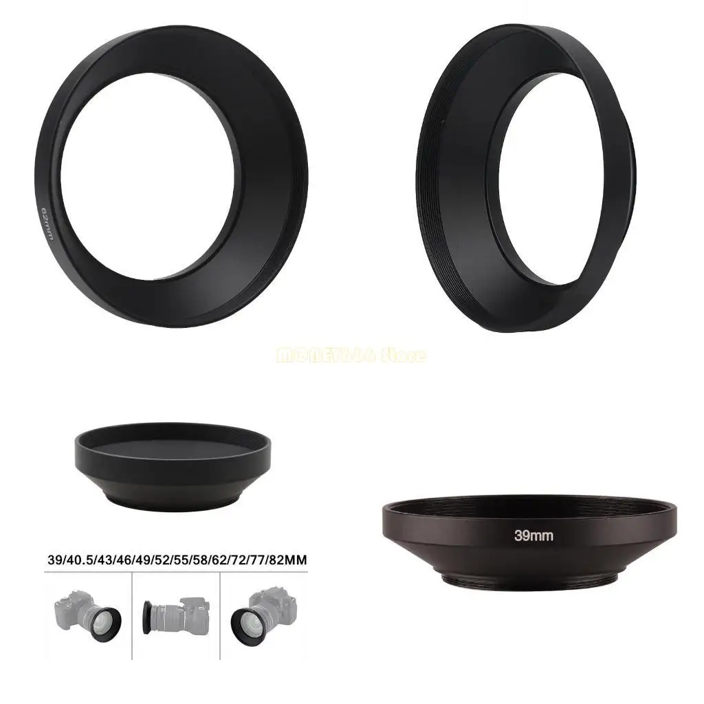 F62C Metal Lens Hood Wide-Angle 39mm 40.5mm 43mm 46mm 49mm 52mm 55mm 58mm 62mm 72mm 77mm 82mm Lens Hood for Protection
