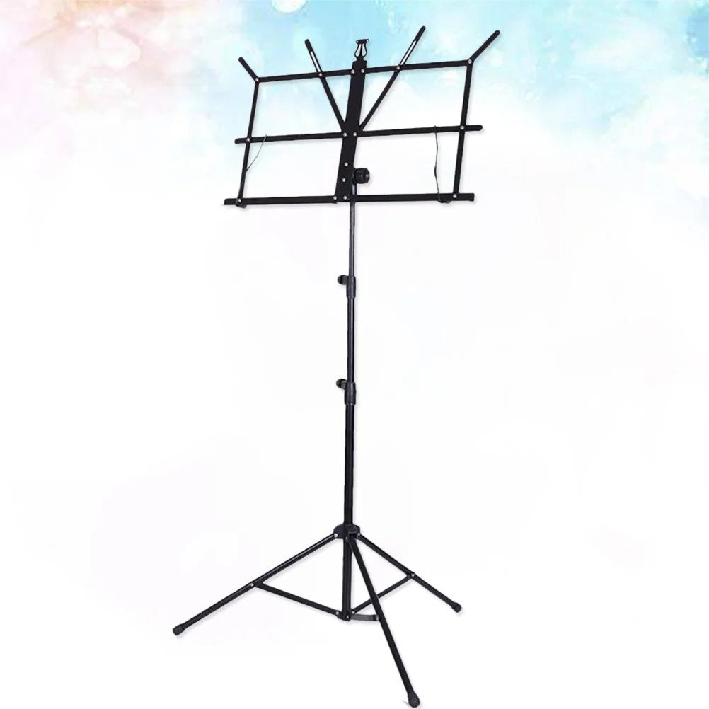 Folding Music Sheet Tripod Stand Metal Music Stand Holder for Carrying Guitar Parts and Accessories (Red)