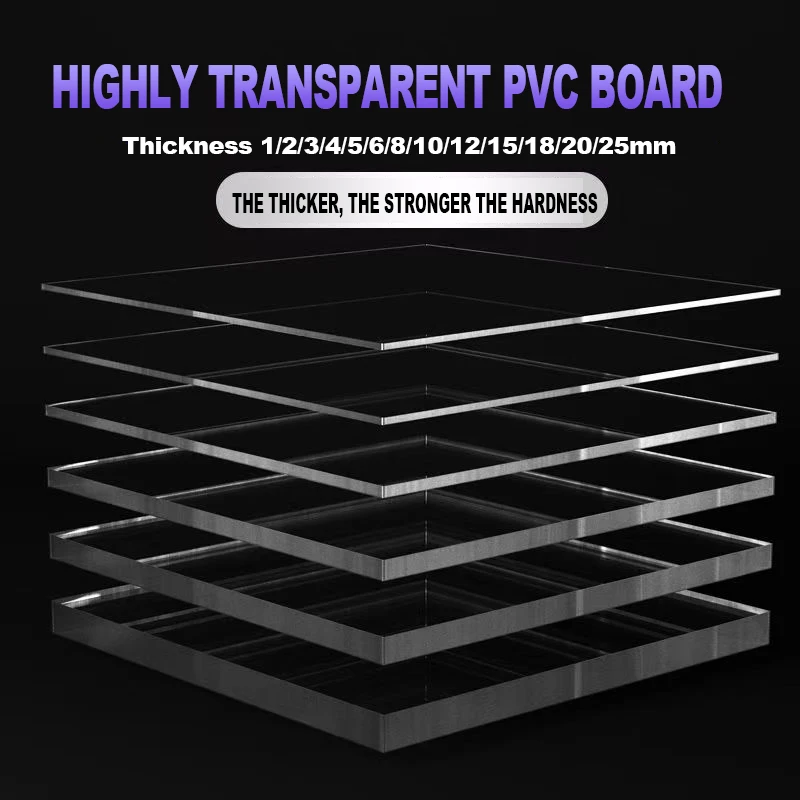 Thick 1/2/3/4/5/6/8/10/12/15/18/20/25mm Transparent Plastic Board PVC Endurance Board Baffle Partition DIY Fish Tank Production