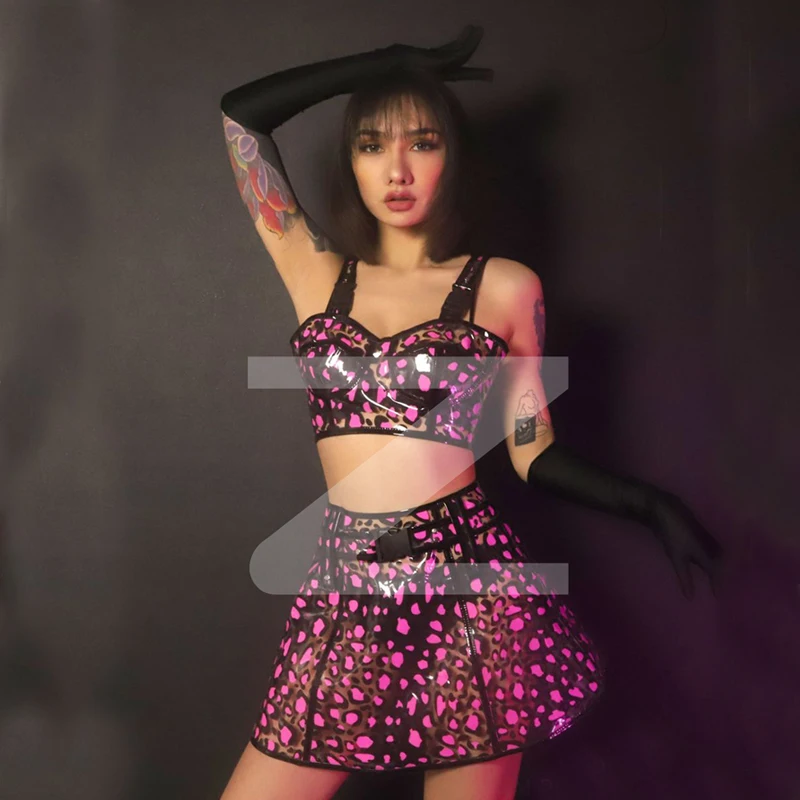 Phantom Laser Jazz Dance Outfits Sexy Transparent Top Skirt Women'S Gogo Dancer Costumes Stage Show Ds Dj Clubwear XS7033