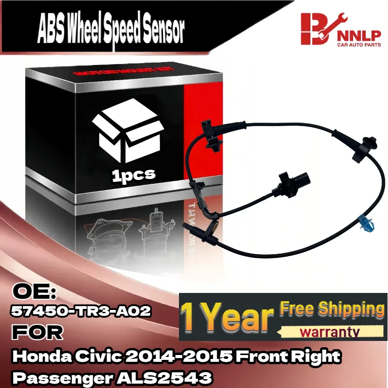 

For ABS Wheel Speed Sensor for Honda Civic 2014-2015 Front Right Passenger ALS2543 57450-TR3-A02