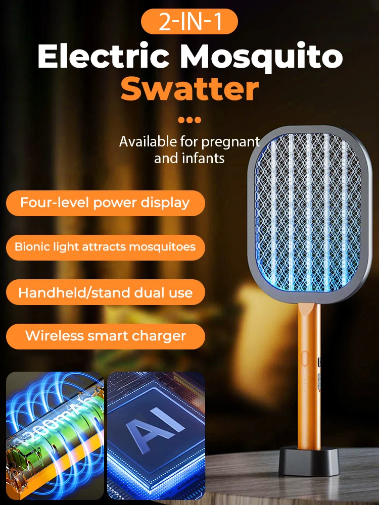 Mosquito Killer Light Electric Mosquito Swatter Two-in-One USB Lithium Battery Base Charging Fly Swatter Mosquito Swatter