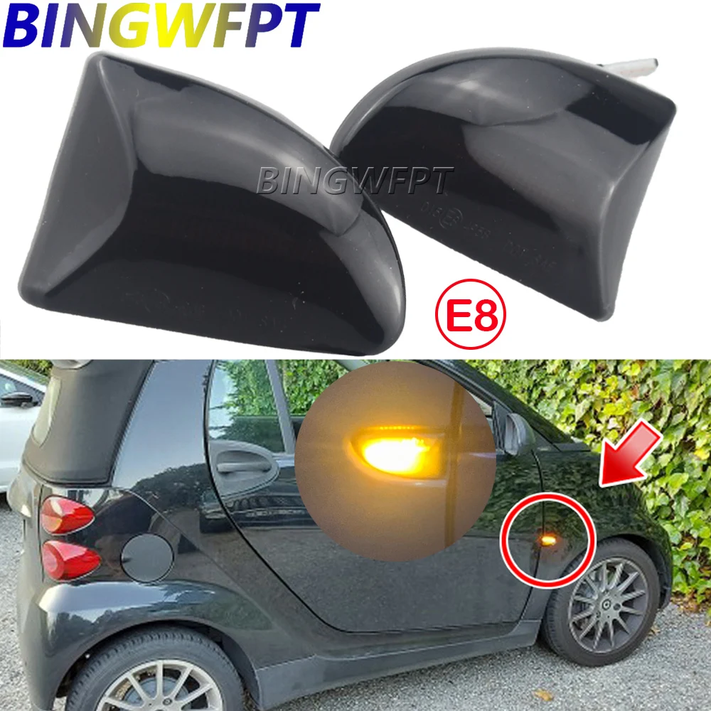 2pcs LED Dynamic Side Marker Light Turn Signal Lights For Smart Fortwo 451 MK1 & MKII 2007-2014