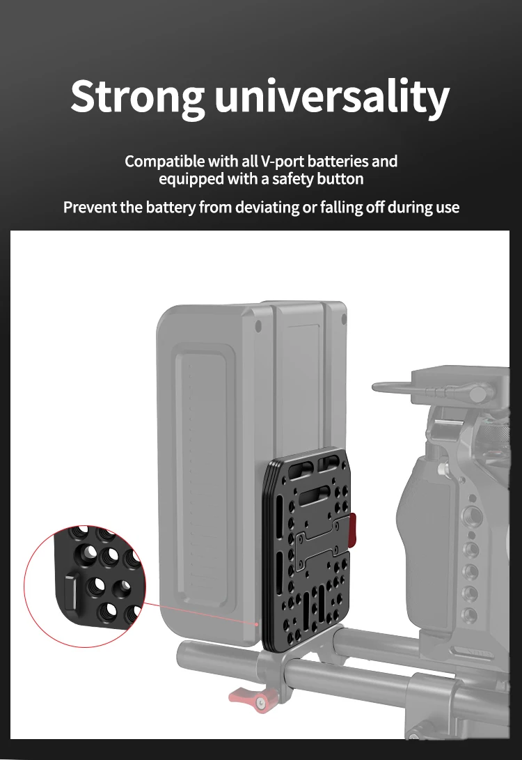 Aluminium-Schnellwechsel-V-Lock-Akku-Montageplatte mit 15-mm-Stangenklemme für Fotografie-DSLR-Kameras, Rig-Schiene und Follow-Focus-System – Detail 33