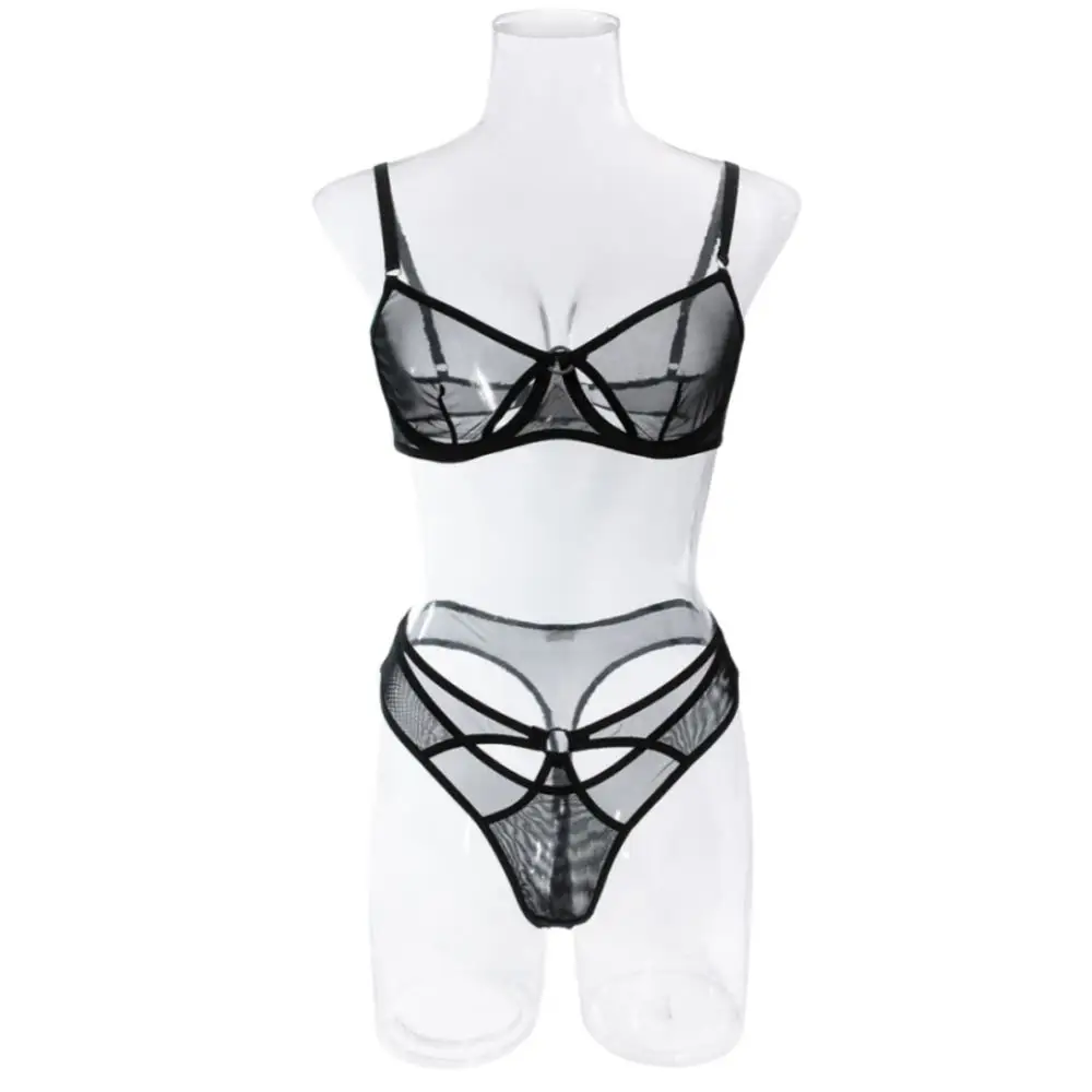 Krasapt New Arrival Black Sexy Mesh Bra Female Underwear Gift For Girlfriend Hollow Out Uncensored Sexy Lingerie Set Intimates