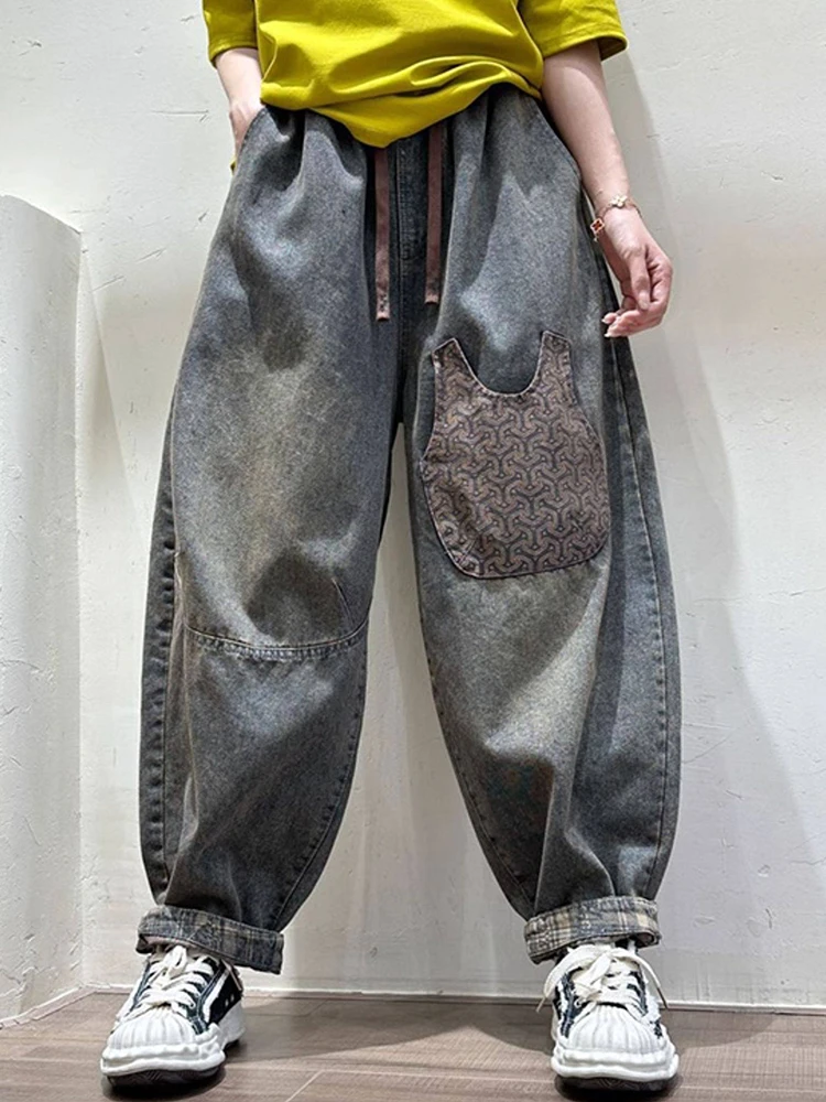 

Женские повседневные джинсы-бойфренды, Новое поступление, осень 2022, винтажный стиль, свободные удобные женские джинсовые шаровары с большими карманами M2195