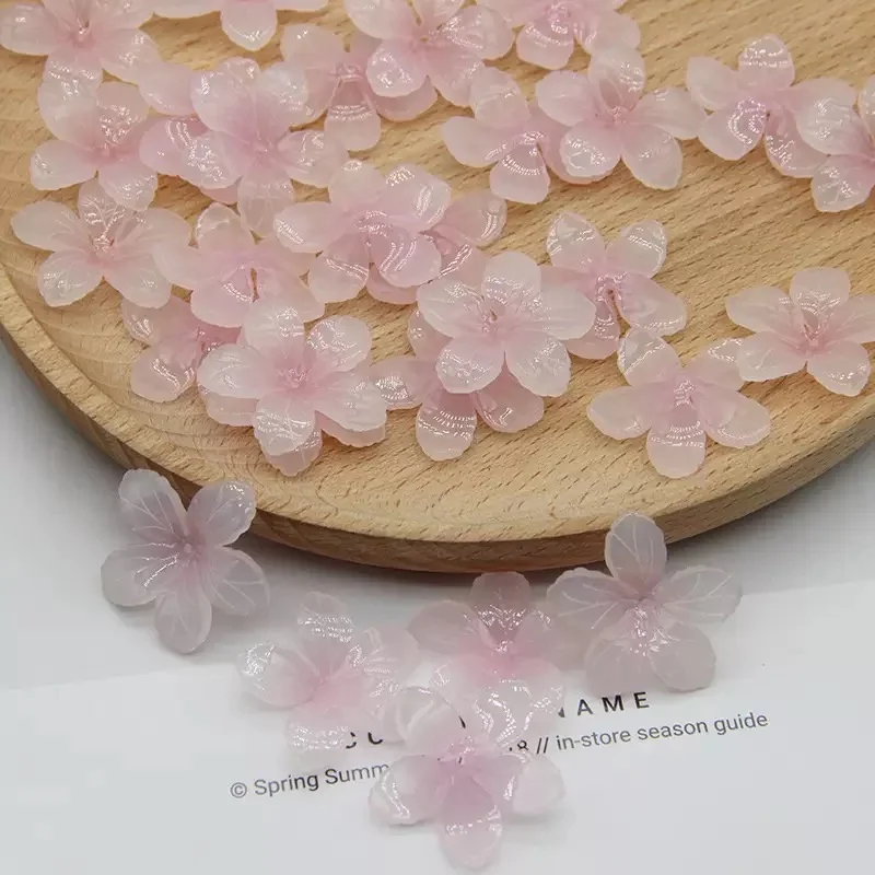 Summer style 50pcs/lot 22.5mm color print cartoon flowers shape acrylic handmade floral beads diy jewelry garment/hair accessory