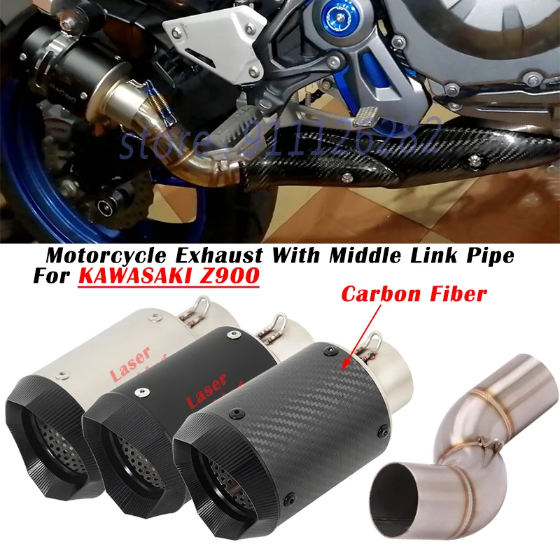 

Slip On For KAWASAKI Z900 2020 2021 2022 2023 Motorcycle Exhaust Moto Escape Modified Carbon Fiber Muffler Middle Link Pipe