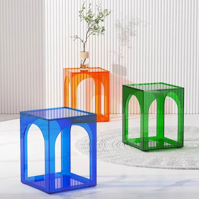 

Nordic Acrylic Table Coffee Tables Bedside Cupboard Sofa Side Table Storage Side Cabinet Transparent Lattice Gifts Furniture