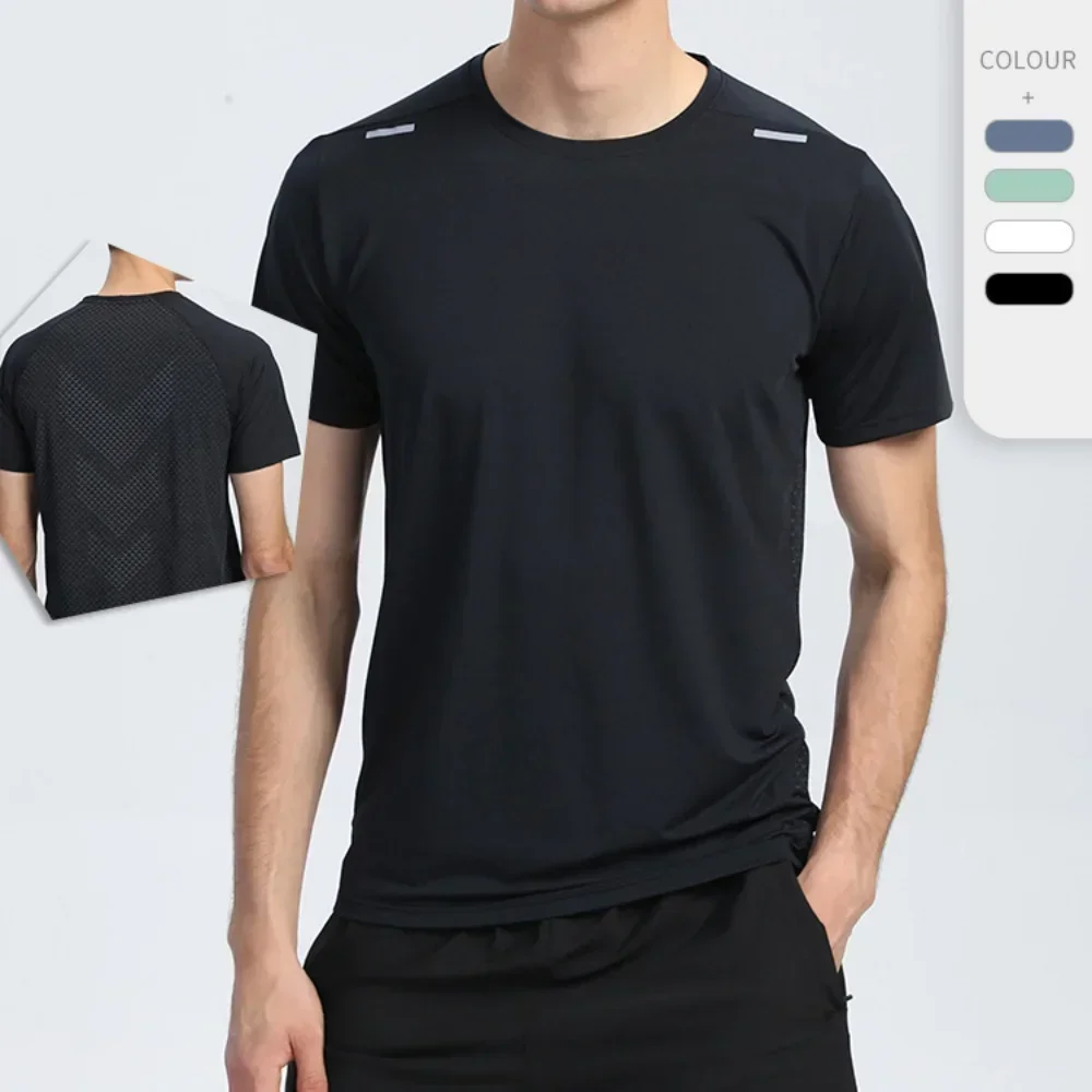 

Summer casual short sleeve T-shirt AL Yoga men breathable ice silk speed dry clothes sports running fitness training clothing