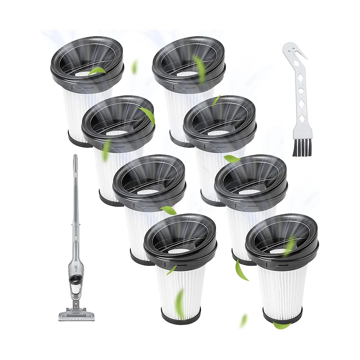 8 filtros para aspiradora de mano, para Vch 9629 Vch 9630 Vch 9631, filtro para aspiradora con cepillo de limpieza