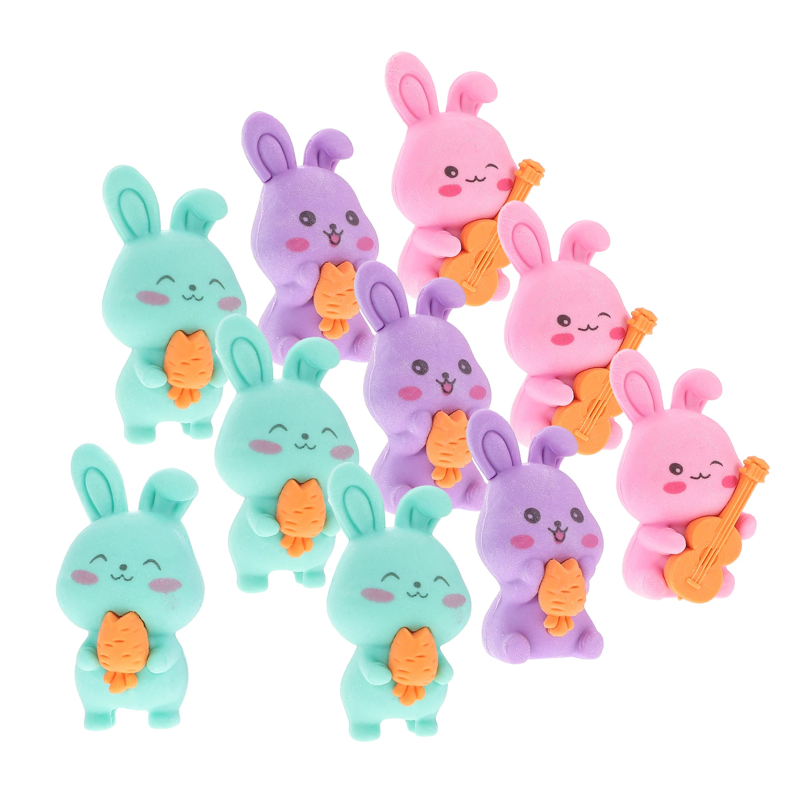 

10 Pcs Bunny Eraser Pencil Erasers for Kids School Supplies Girls Cute Animal Toy Student