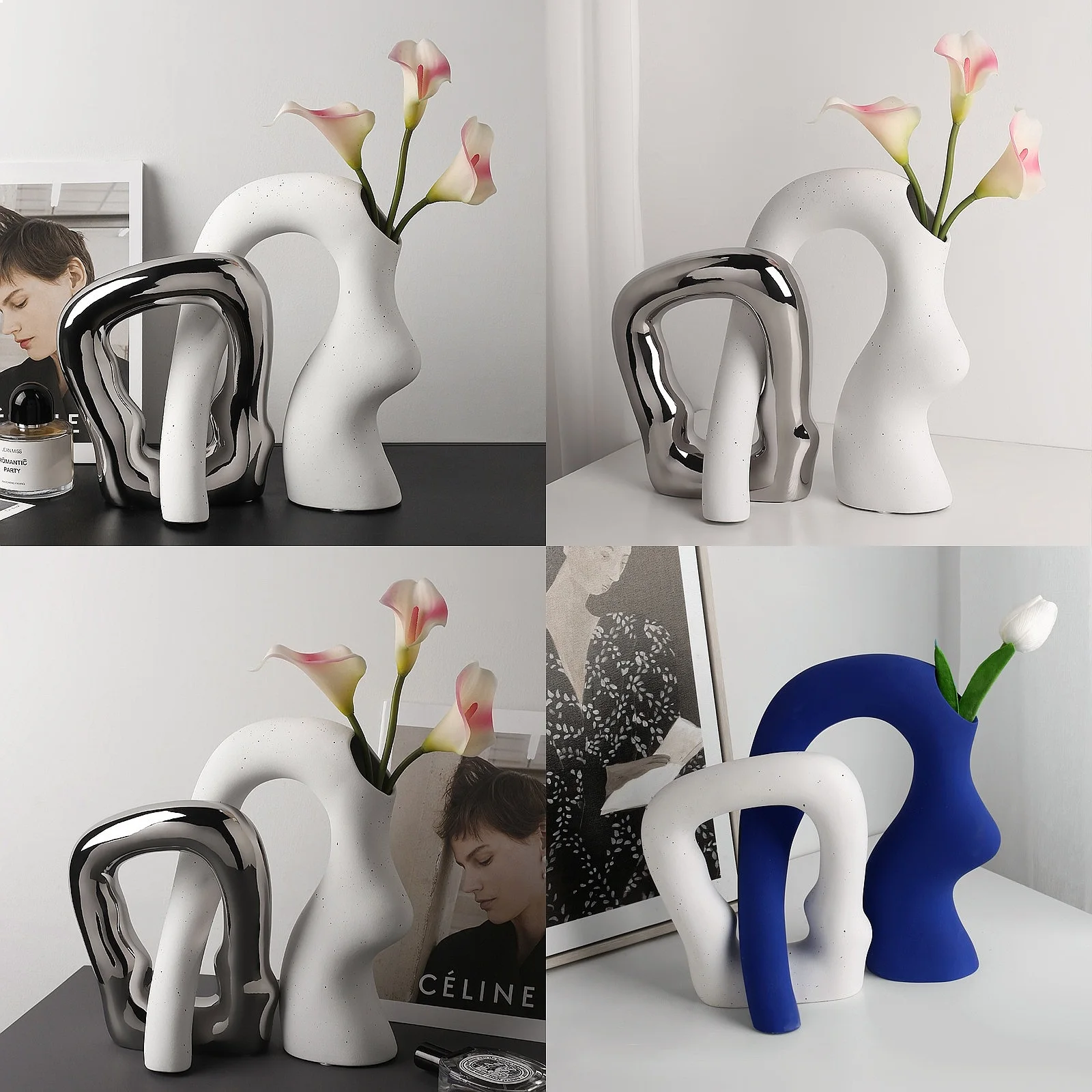 Creative Ceramic Irregular Vase Home Decor Living Room TV Cabinet Wine Cabinet Flower Arrangement