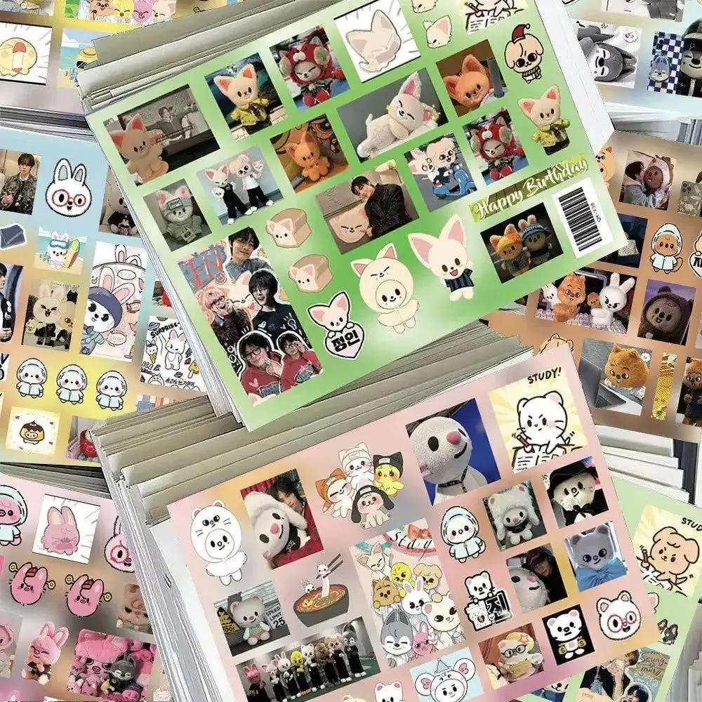 8 Sheets Cartoon Stickers Cute Animal Character Stickers Waterproof Vinyl Decals For Journal Notebook Suitcase Decor Props