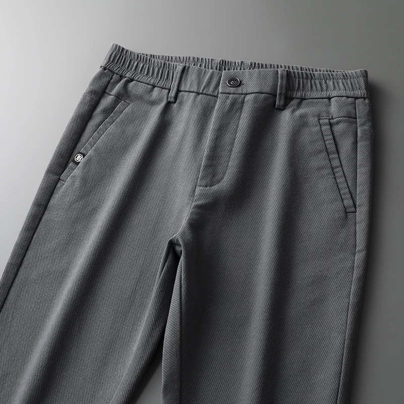Lente Herfst Heren Casual Broek Zakelijk Slank Stretch Mode Rechte pijpen Elastische taille Baggy Broek Zwart Grijs Kaki