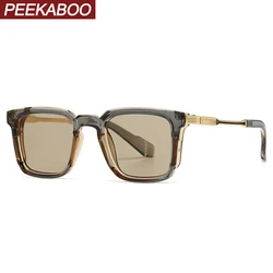 Peekaboo square frame sunglasses uv400 women green black male half metal retro sun glasses for men female 2024 dropshipping