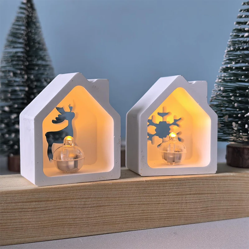 6 قطع عيد الميلاد النمذجة العفن عيد الميلاد منزل جو مضيئة الحرف الزخرفية الإبداعية عيد الميلاد الجص نازف القالب #1