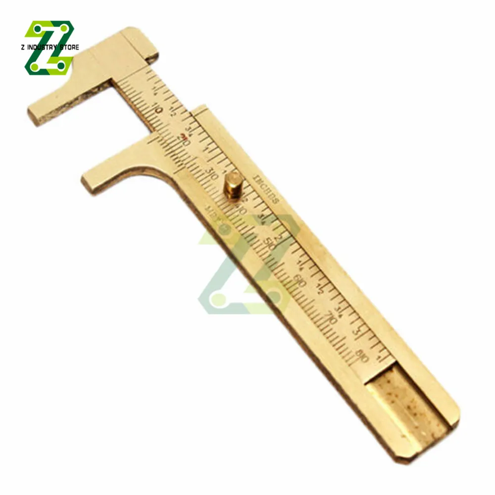 Mini Brass Scale 80mm Gauge Vernier Caliper Ruler Pocket Measuring Tool