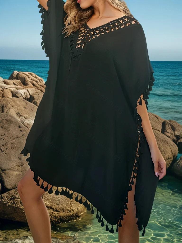 

MOXDO Backless Cover-Up: Stylish and Sexy V-Neck, Vacation-Style, Short-Sleeve, Loose-Fit, Sun-Protective, Perfect for the Beach