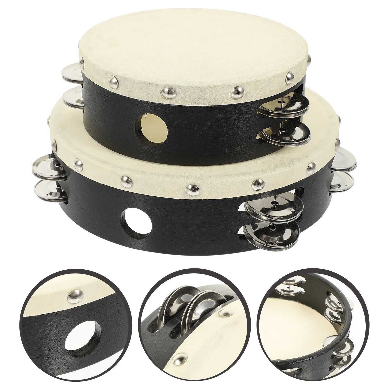 

2 Pcs Hand-rock Tambourine Set Baby Panderos for Children Musical Gift Children's Toy Instruments Kids Percussion Props Bell