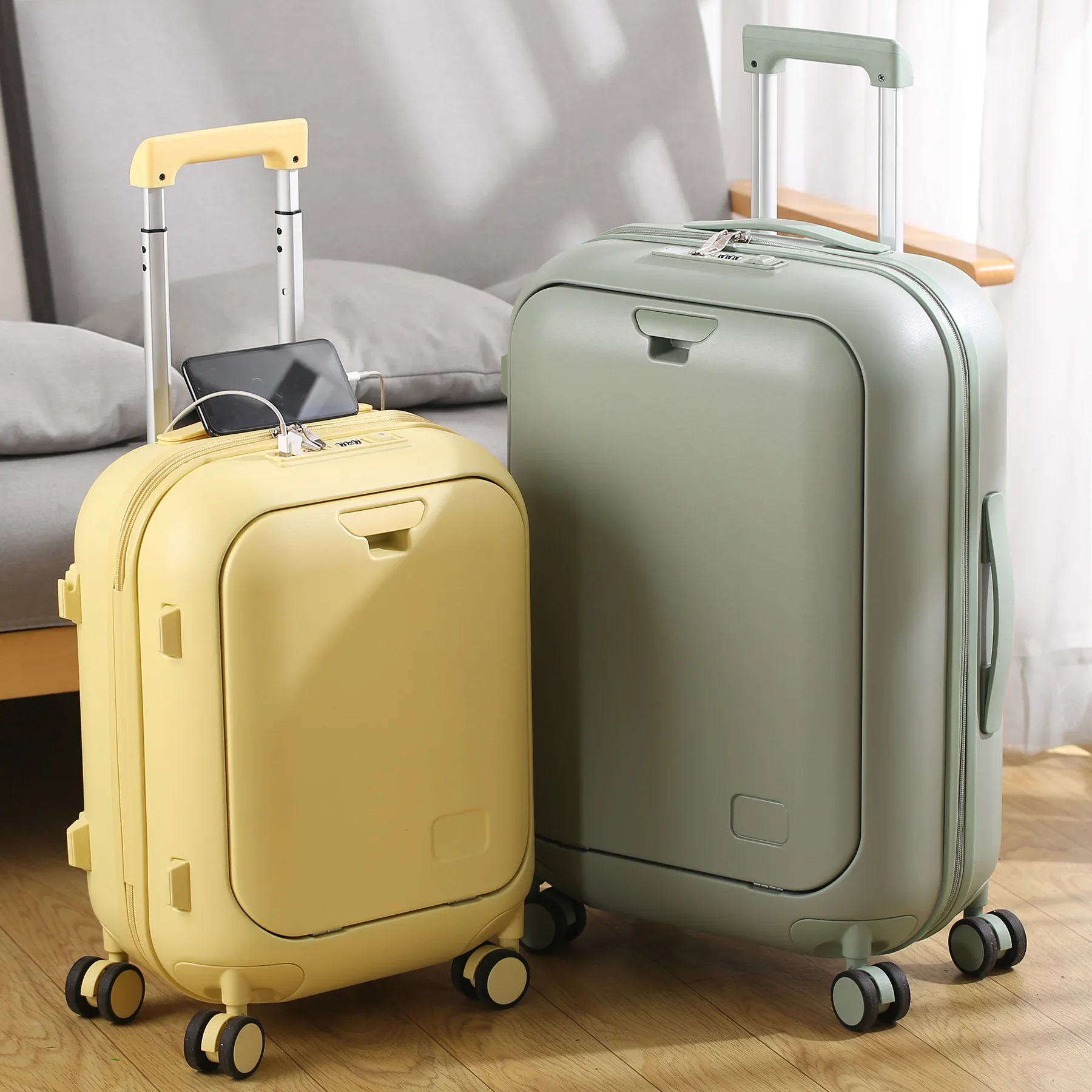 Luggage Suitcase Compartment Front Opening 18 20 24 Inch Boarding Trolley Box 18 Inch Small Password Box for Travel