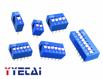 YYT 2.54mm red/blue dial switch 1P/2P/3P/4P/5P/6P/8P/10P position straight plug flat dial