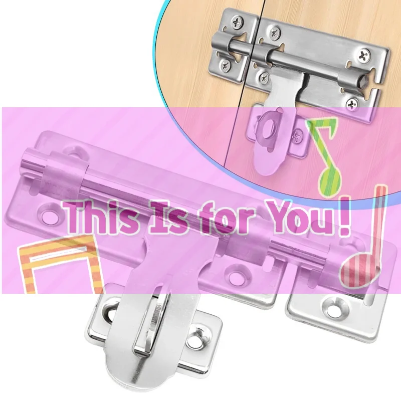 4 Inch Hardware Door Lock Stainless Steel Barrel Bolt Latch Padlock Clasp Set Brushed For Locking Door Window Drawer Cupboard