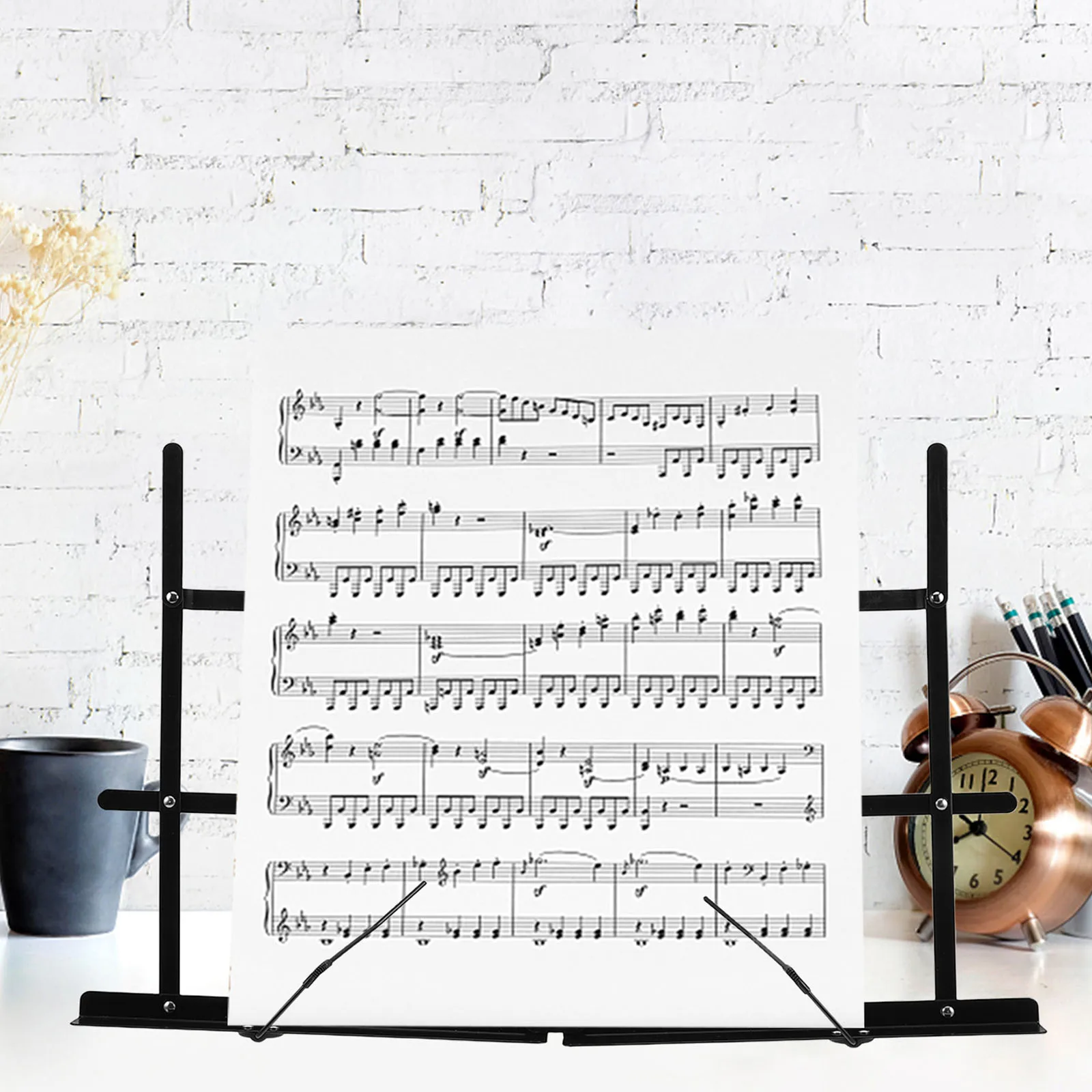 

Sheet Music Stand Desk Tablet Foldable Book Holder Collapsible Desktop Folding with Bag Guitar Compact