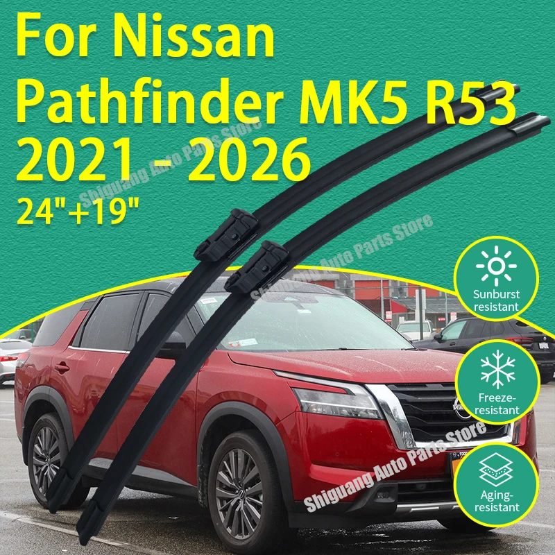 

Front Silicone Coating Wipers for Nissan Pathfinder MK5 R53 2021 - 2026 Car Wiper Windshield Windscreen Blades Accessories 2022