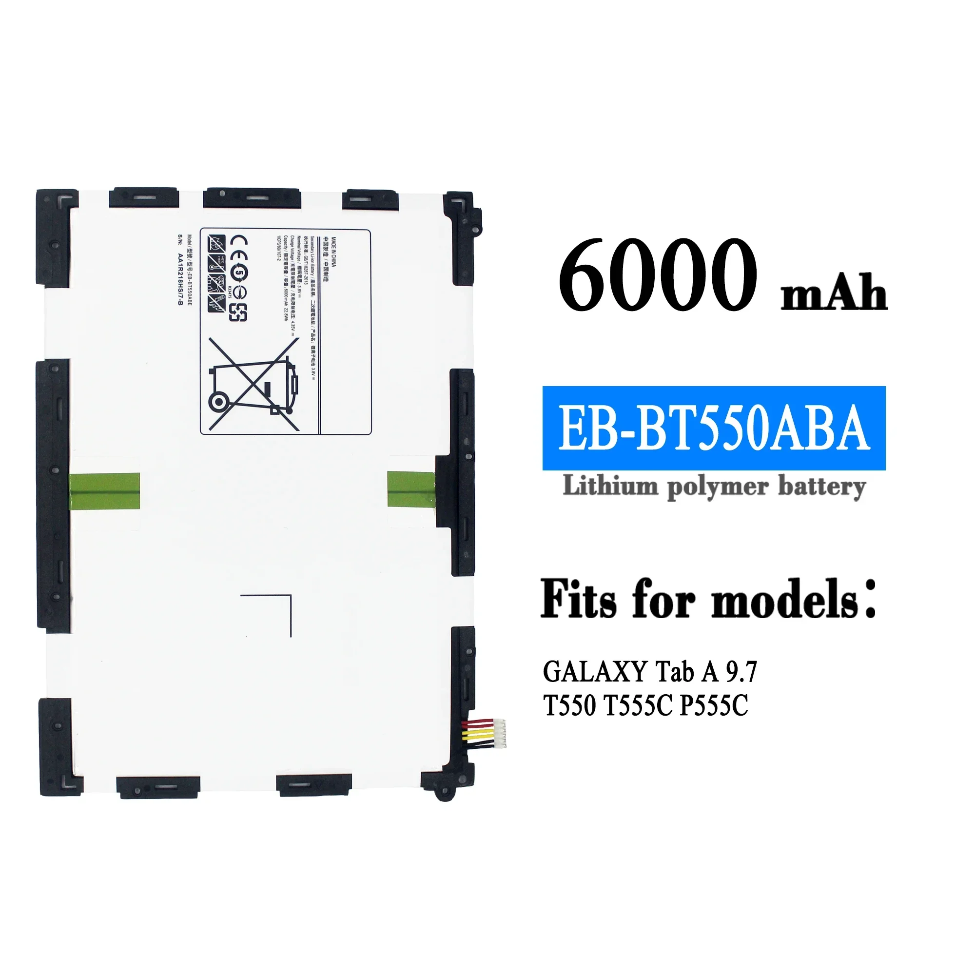 

Tablet EB-BT550ABE 6000mAh Battery For Samsung Galaxy Tab A 9.7" SM-T550 SM-P550 SM-T555 SM-T555C SM-P351