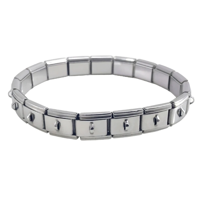 F42F Elegant Unisex Sturdy Stainless Steel Elastic Wristband Fashion Jewelry with Easy Hook Closure for Everyday Wear