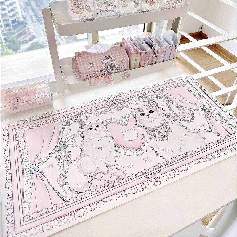Tapete de mesa de cuero serie Ragdoll Cat, alfombrilla grande para ratón, alfombrilla de escritorio con costuras para Gamer, mantel para mascotas, decoración para habitación de niña