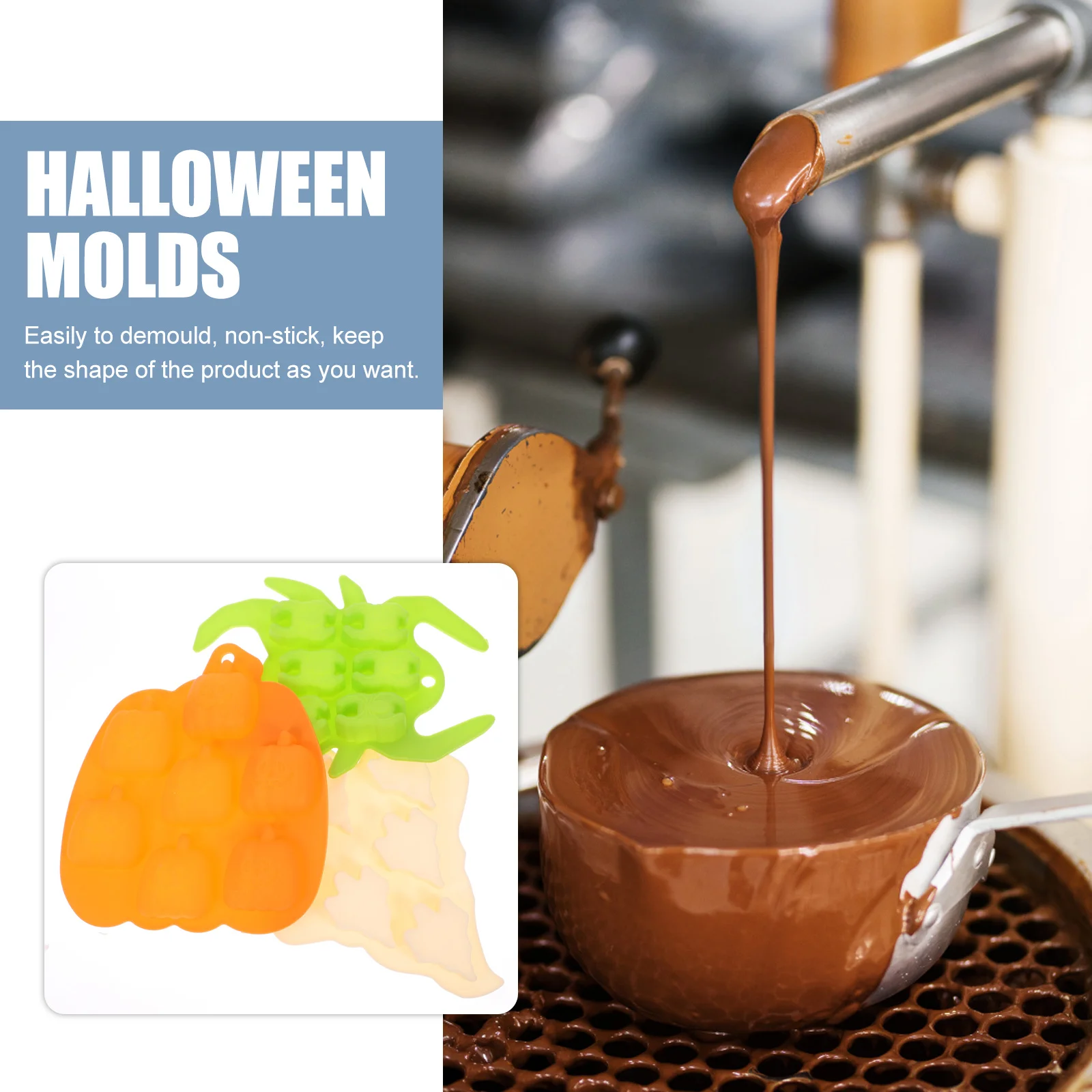 

5 Pcs Safe Baking Molds Halloween Party Decoration Chocolate Ornament Reusable
