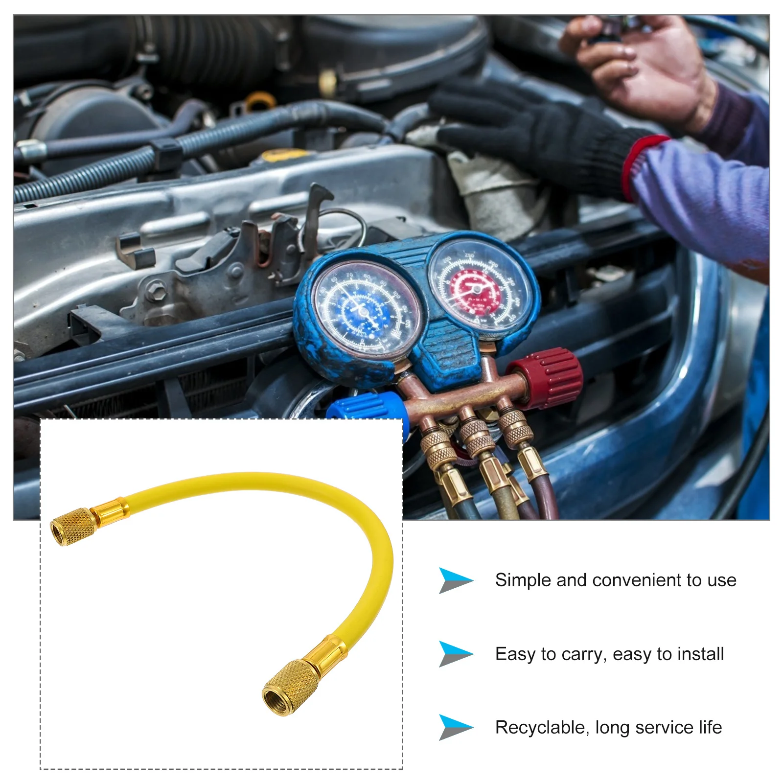 

Car Refrigerant Recharge Hose Premium Durable Corrosion Resistant Air Conditioner Recharge Tube for Vehicle Filling