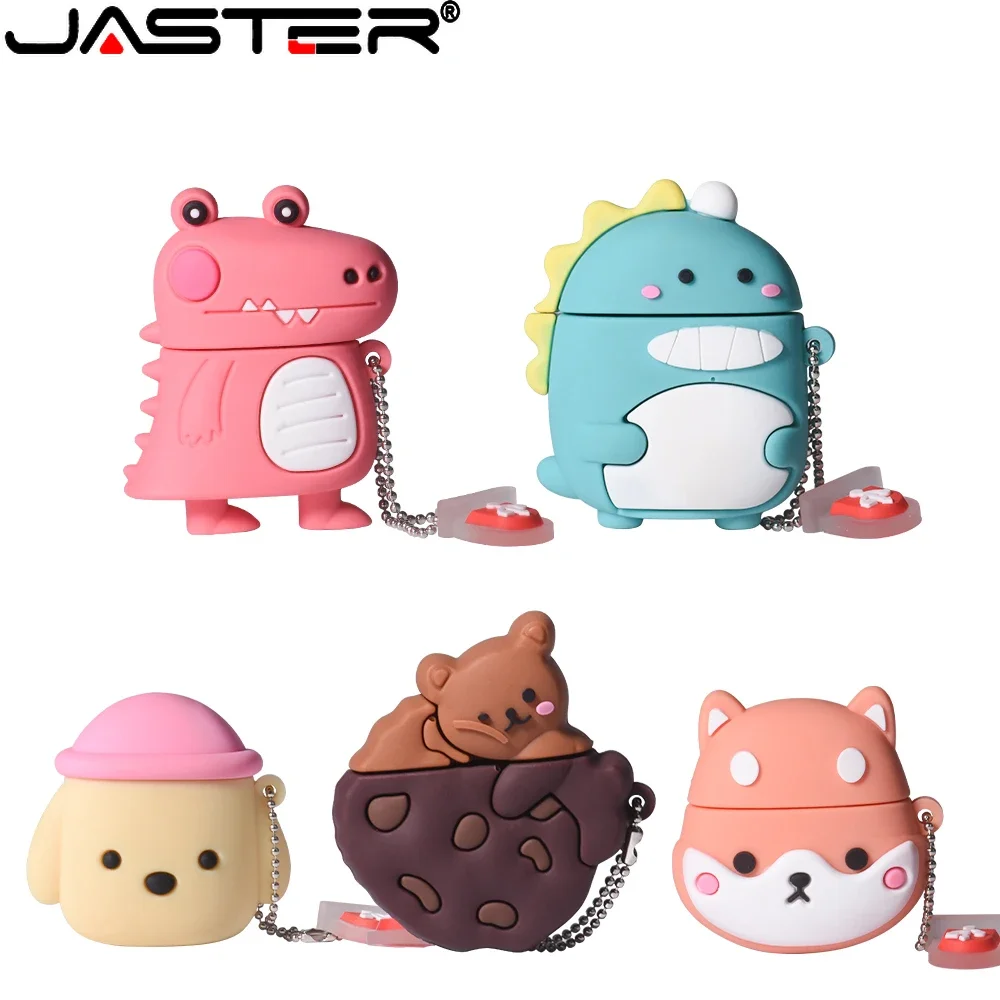 

JASTER Cartoon USB Flash Drive 128GB Cute Memory Stick 64GB Dinosaur Pen Drive 32GB 16GB Akita Dog Creative Gifts for Children